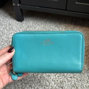 Coach Turquoise Leather Zip Wallet